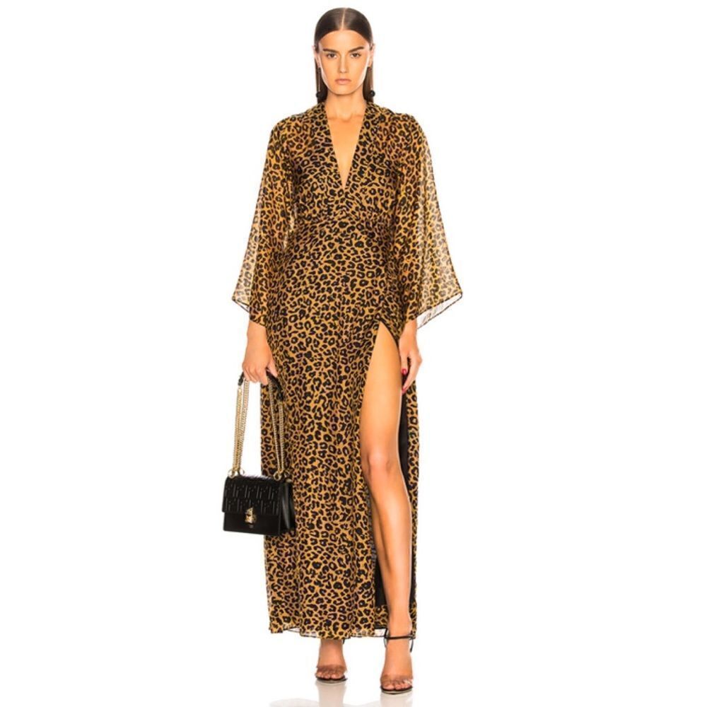 Michelle Mason 100% silk Long sleeve Plunge Gown